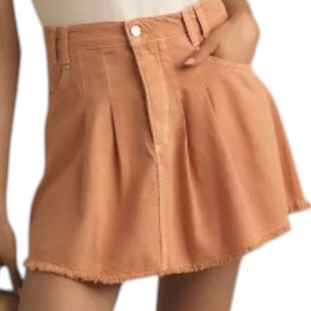 Anthropologie Pilcro Womens 4 Pleated Buttonfly Micro Mini Denim‎ Skirt NWT
